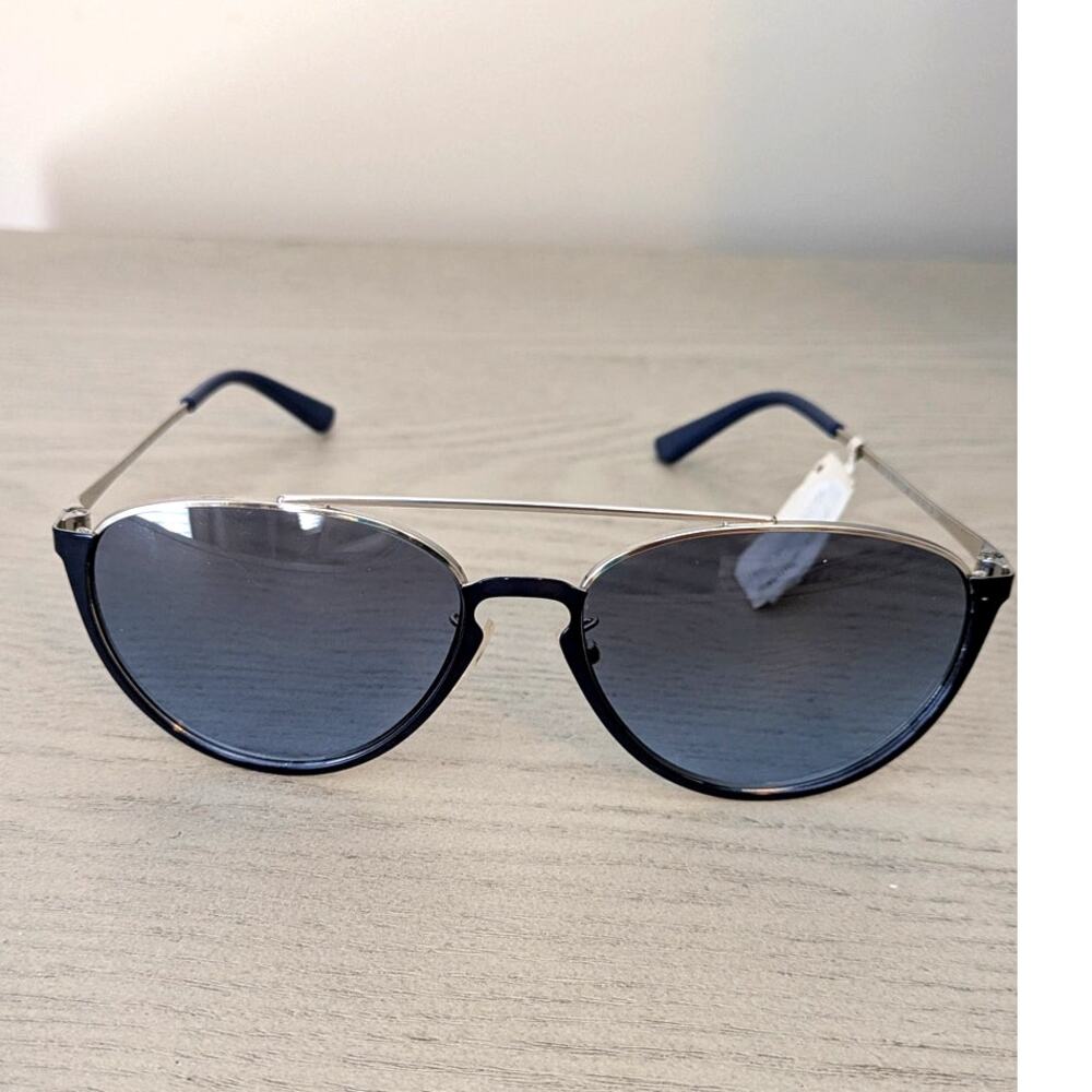 Tory Burch Navy Half Rim Pilot Sunglasses